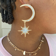 Load image into Gallery viewer, Star Crescent Drop Earrings
