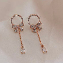Load image into Gallery viewer, Rose Bow Bling Earrings
